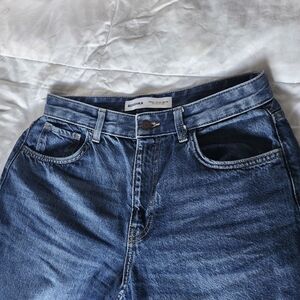Bershka Medium Blue High-Rise Mom Jeans